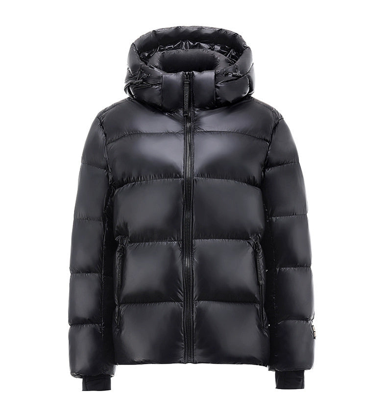 Black Gold Down jacket Men's and Women's Thickened Long New Winter Warm over the Knee Hood White Goose Down Couple Outerwear Trend