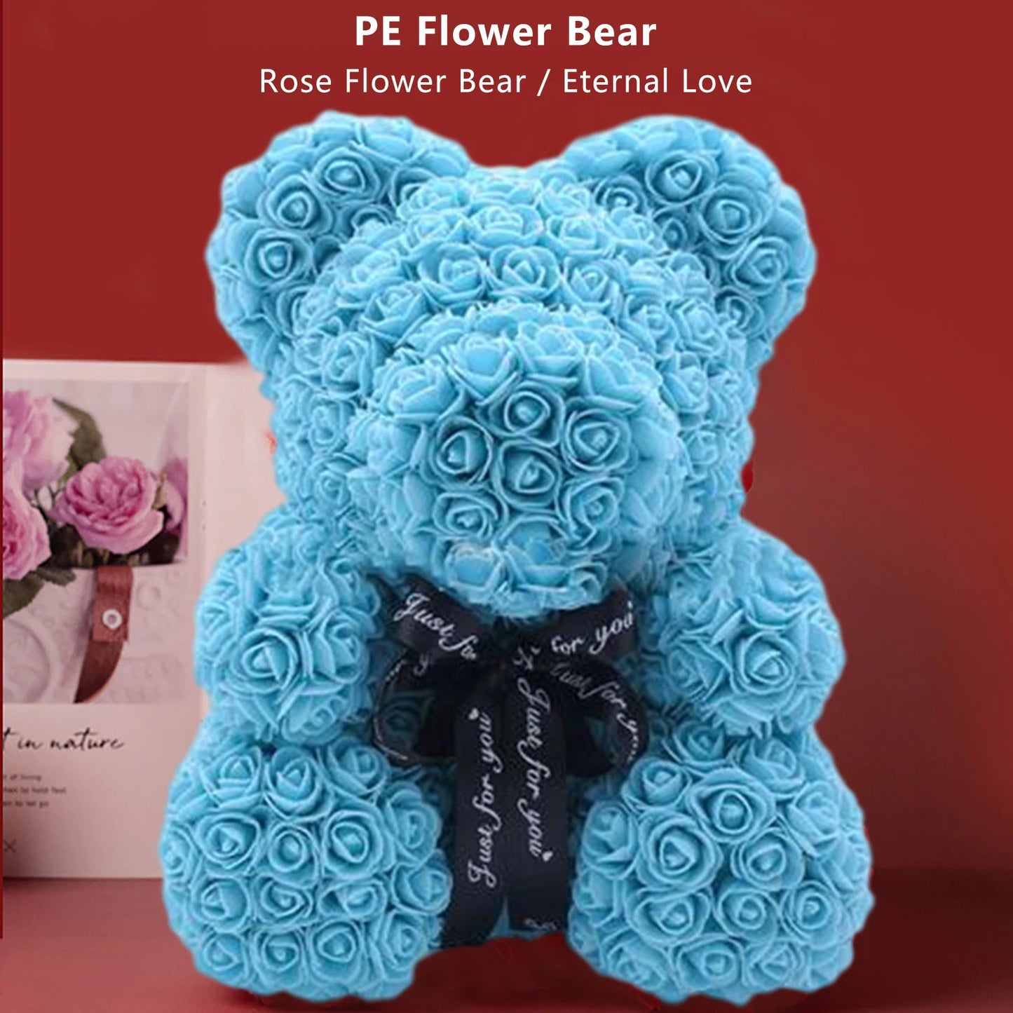 Valentines Day Gift Forever Teddy Bear Rose Artificial Flowers Gift Box Girlfriend Anniversary Xmas Birthday Gifts Wedding Party