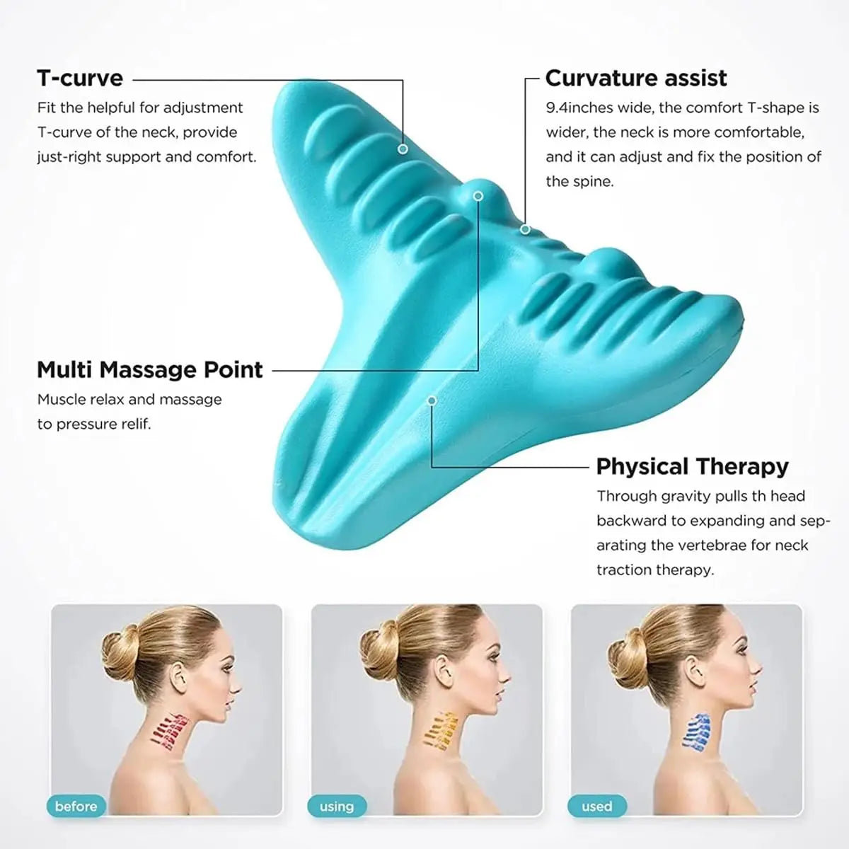 Relaxing Cervical Traction Pillow Neck and Shoulder Massage Support with Acupressure Function Eye Catching Design for Short Articles