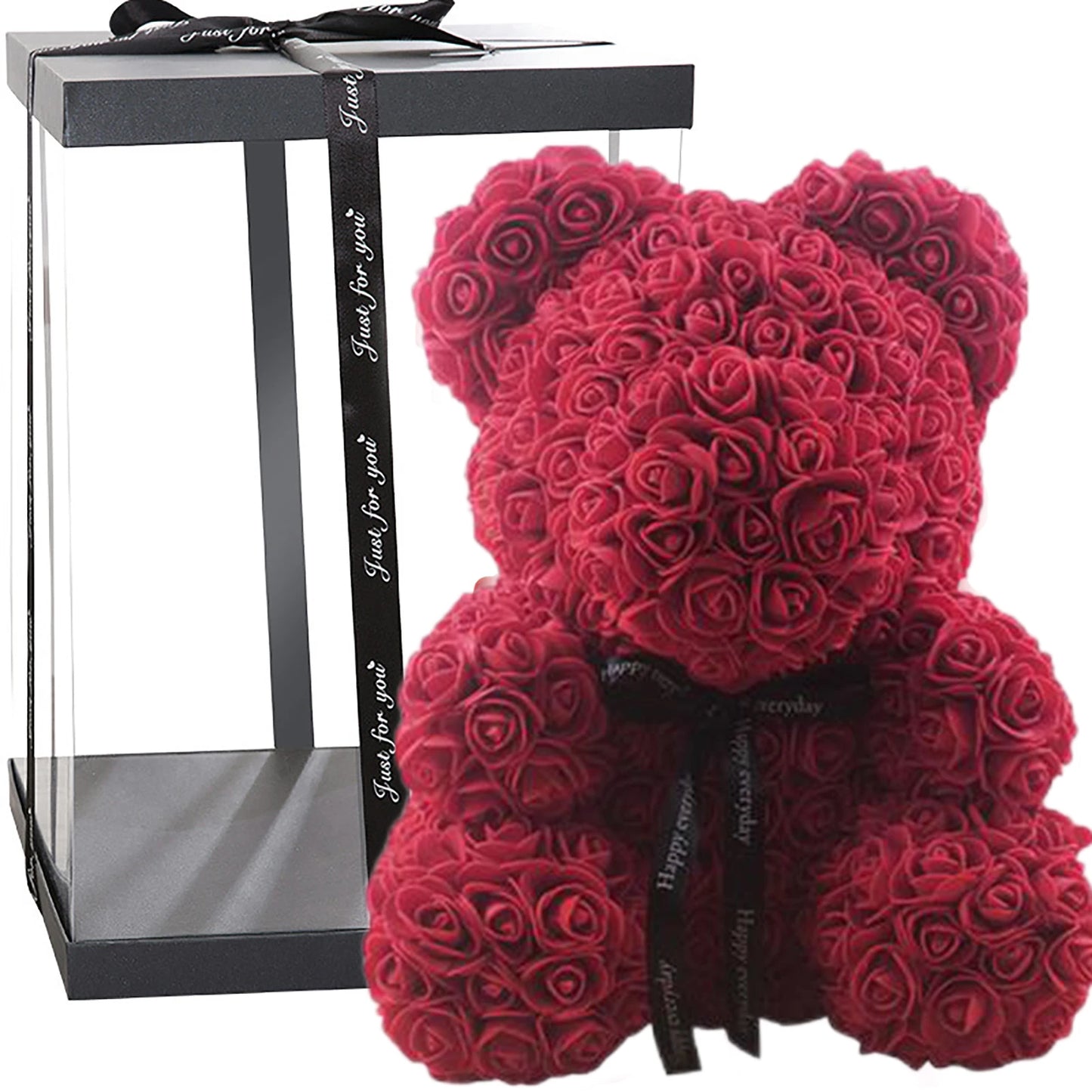 Valentines Day Gift Forever Teddy Bear Rose Artificial Flowers Gift Box Girlfriend Anniversary Xmas Birthday Gifts Wedding Party