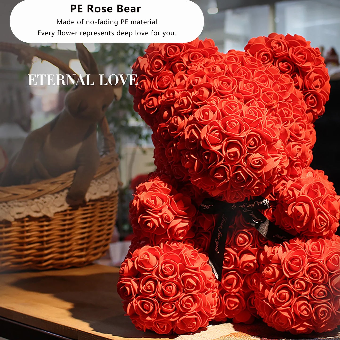 Valentines Day Gift Forever Teddy Bear Rose Artificial Flowers Gift Box Girlfriend Anniversary Xmas Birthday Gifts Wedding Party