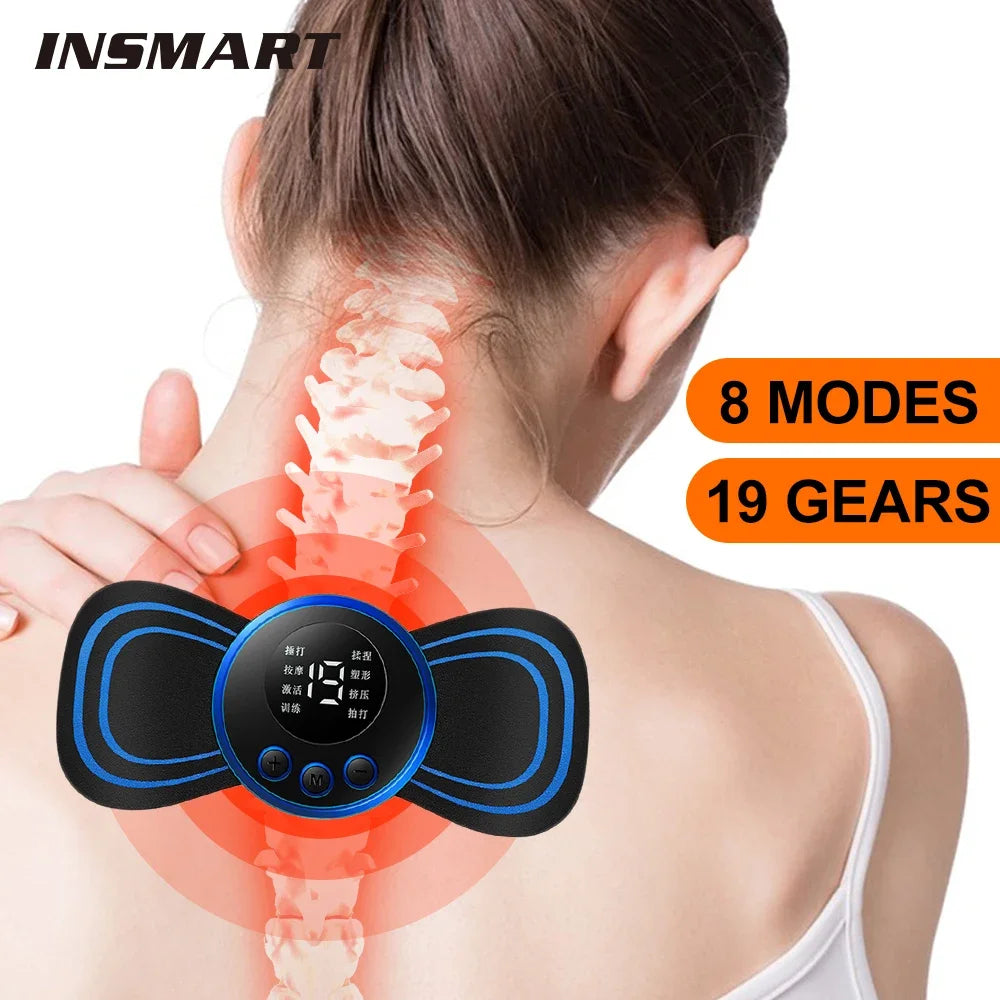 Neck Massager Mini Electric Neck Massage EMS Cervical Back Vertebra Massage Patch 8 Modes Relieve Relax Muscle Fatigue Tools